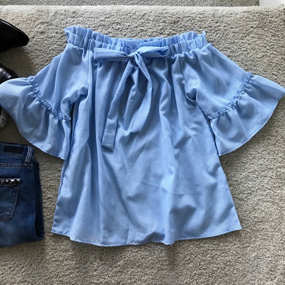 🌻1 LARGE🌻Poplin Off the Shoulder Top - Picture 7 of 8